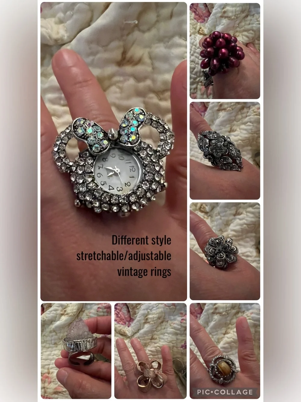 Vintage customized real Silver Statement rings - Assorted Colors.